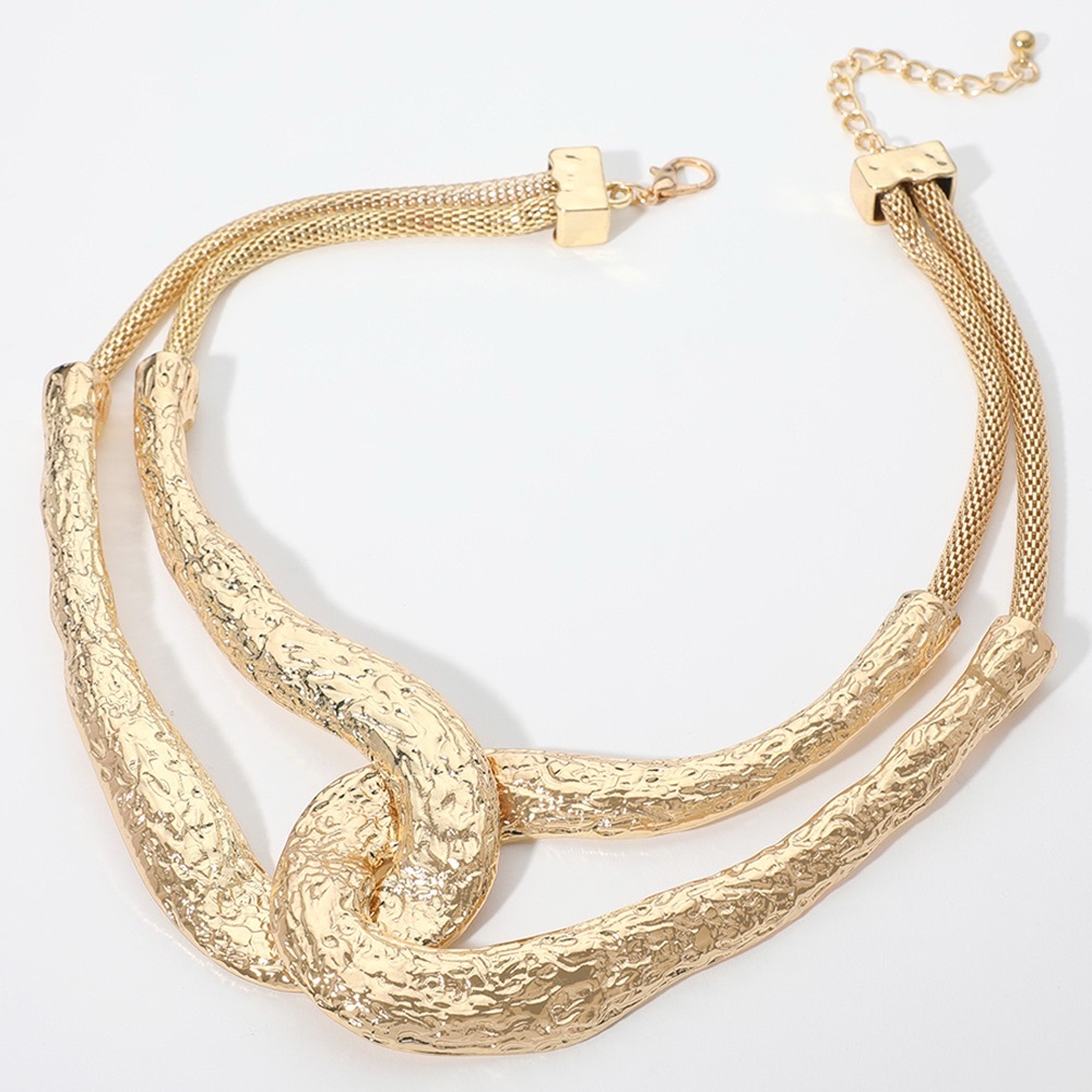 Gold Multi-Strand Textured Necklace with Extender